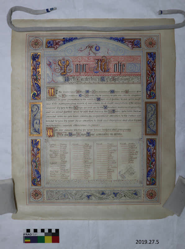Illuminated Scroll: Major Wolfe, 1885