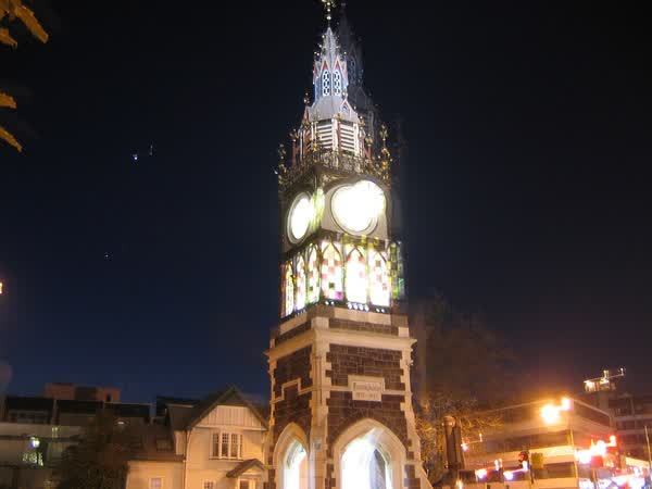 Victoria Clock Tower illuminated at night, 2005