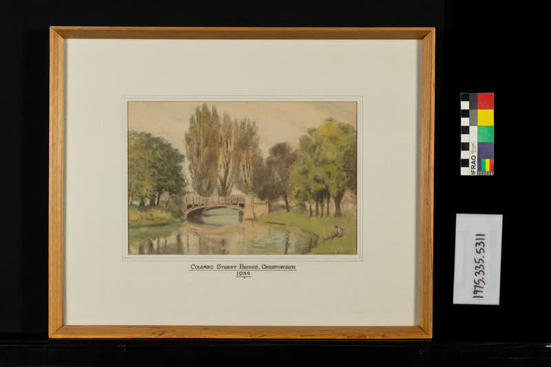 Painting: Colombo Street Bridge, Christchurch, 1934