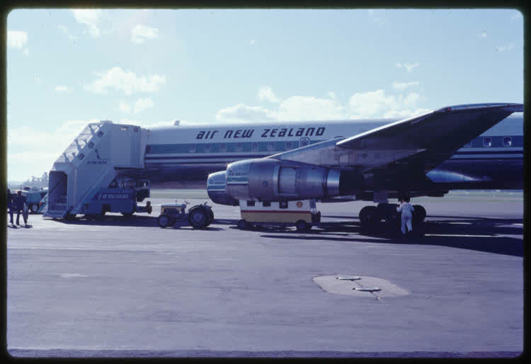Air New Zealand DC8, Christchurch Airport, 1976, 1970