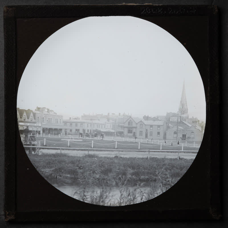 Lantern Slide: Market Square, Christchurch, 1890