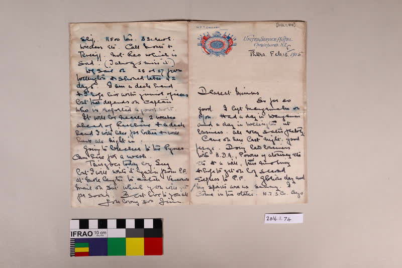 Letter: James Dennistoun to Mimms, 18 February 1915, 1915