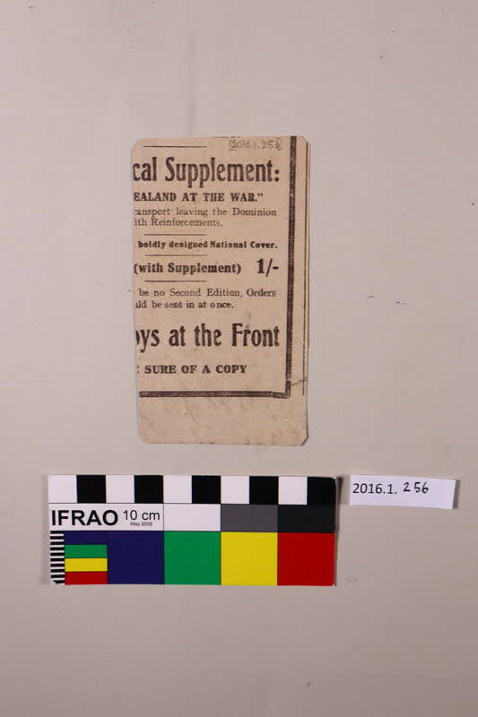 Newspaper Clipping: Regarding the death of James Dennistoun, 20 October 1916, The Press, 1916