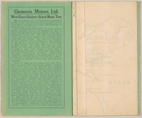 Clements Motors Ltd Grand West Coast Motor Tour description, 1922
