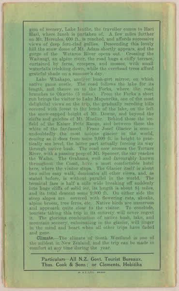 Clements Motors Ltd Grand West Coast Motor Tour description, 1922
