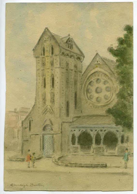 Watercolour Painting: Congregational Church, Corner Worcester and Manchester Streets, Christchurch, 1969