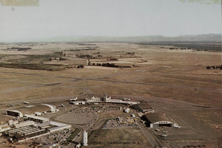 Aerial view of Christchurch International Airport, 1960