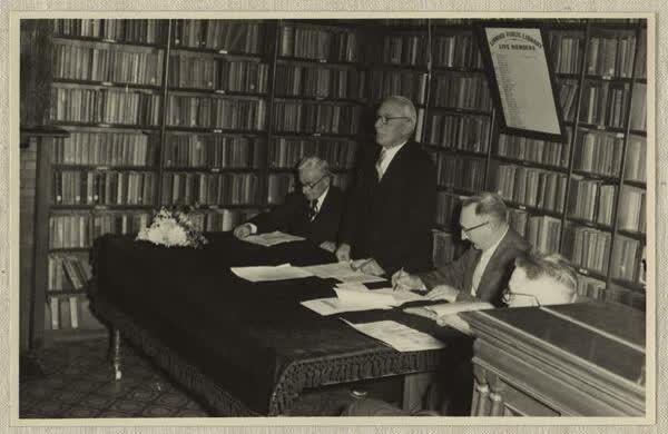 Speakers at Linwood Public Library’s 50th anniversary, 1959