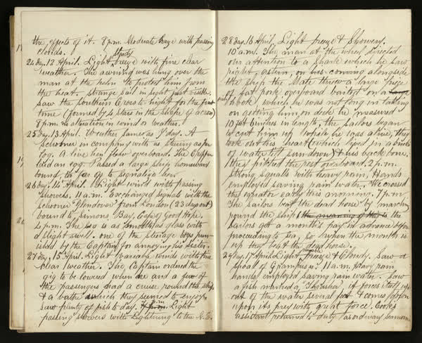 John Richardson shipboard diary, spread 12 of 15, 1864