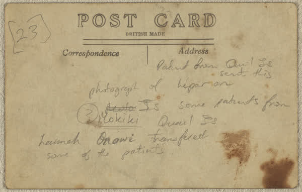 Leprosy patients on Quail Island, back, 1920