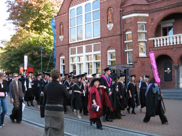 University graduands walking through town, 2006