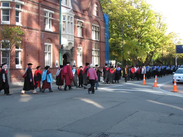 University graduands walking down Oxford Terrace, 2006