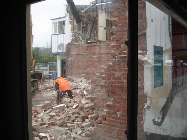 Demolition work at Beckenham shops, 2009