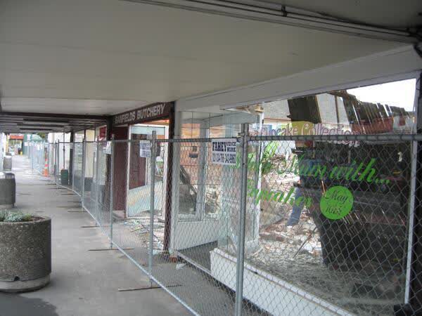 Remnant shopfront façades at the Beckenham shops redevelopment, 2009