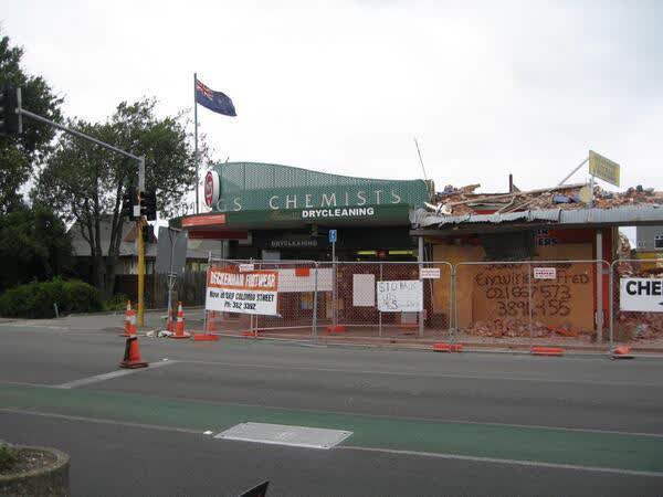 Hardings Chemists beside the Beckenham shops demolition, 2011