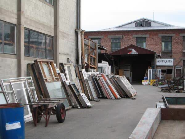 Joinery stacked in the CRC Salvage yard, 2009